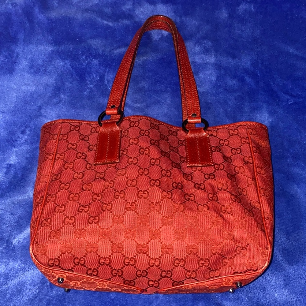 GUCCI GG Red Canvas Tote Bag used